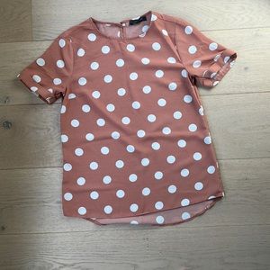 Primark blush pink polka dot blouse